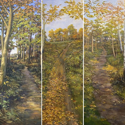 454 - Antony Blackwell  (XX-XXI), acrylics on canvas, unframed, three works, On the Path, Morning, Dappled... 