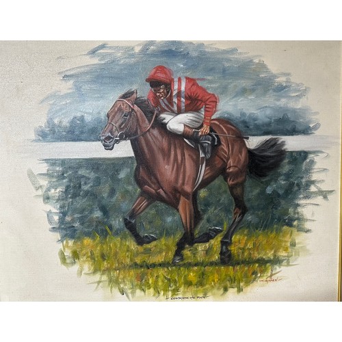 440 - Peter Deighan (1941-), oil on canvas, Commanche Run with Lester Piggott up, titled and signed,  75cm... 
