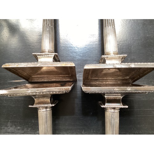 117 - A set of four solid Irish silver column candlesticks on square fluted bases, hallmarked JW, 30 cm H,... 