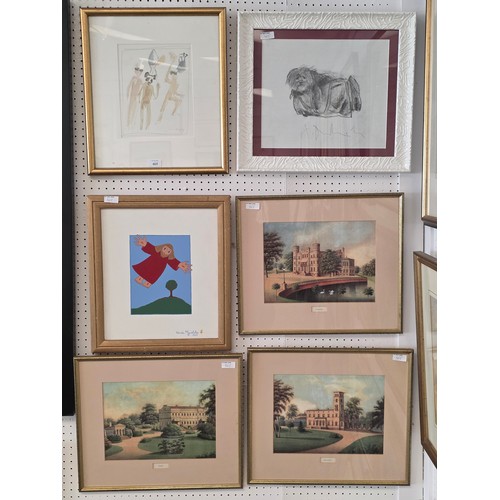 465 - A quantity of pictures and prints, to include Architectural Rokossowo, Zerkow and others (Poland) , ... 
