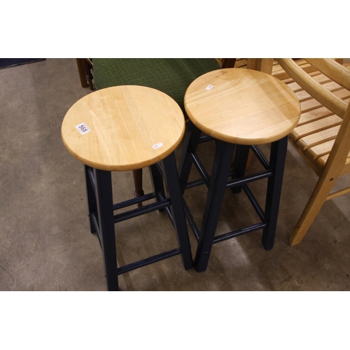 568 - PAIR OF PINE STOOLS