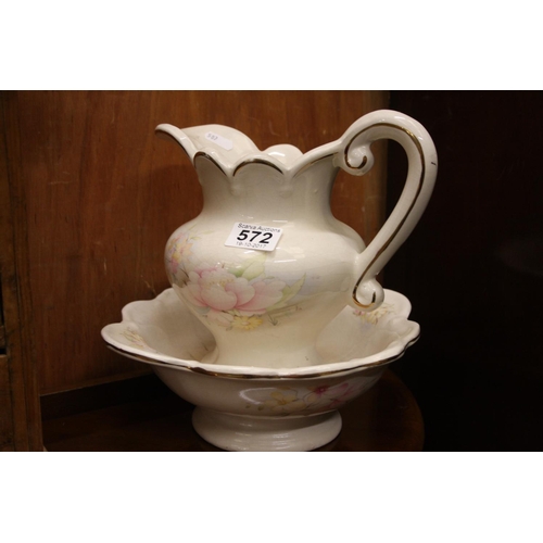 572 - JUG & BOWL SET PLUS DISH