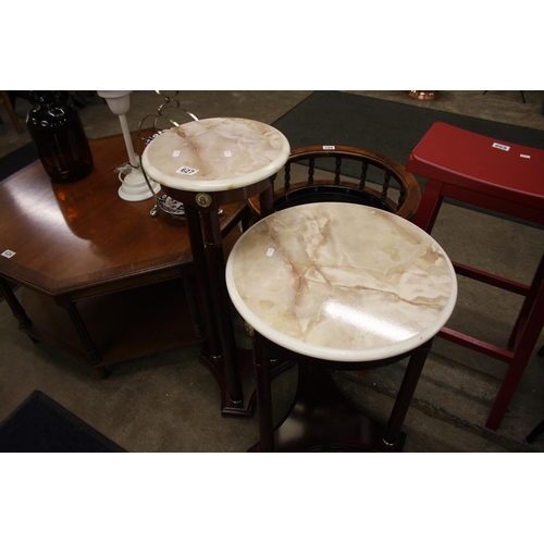 627 - 2 FAUX MARBLE TOPPED TABLES