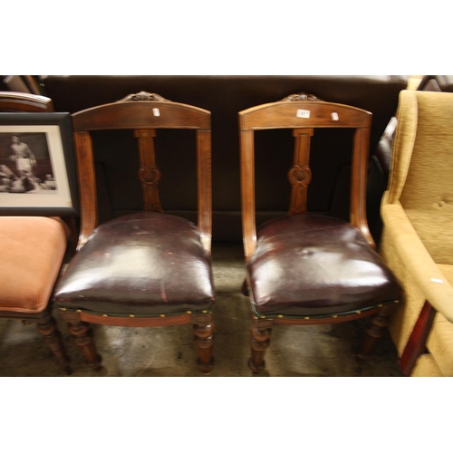 657 - PAIR OF LEATHER SEATED CHAIRS