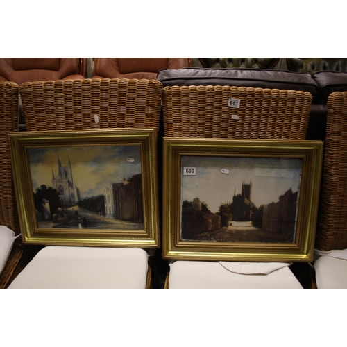 660 - PAIR OF GILT FRAMED WATERCOLOURS