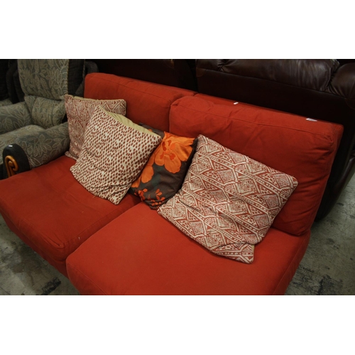 666 - RUST COLOURED 2 SEATER SETTEE