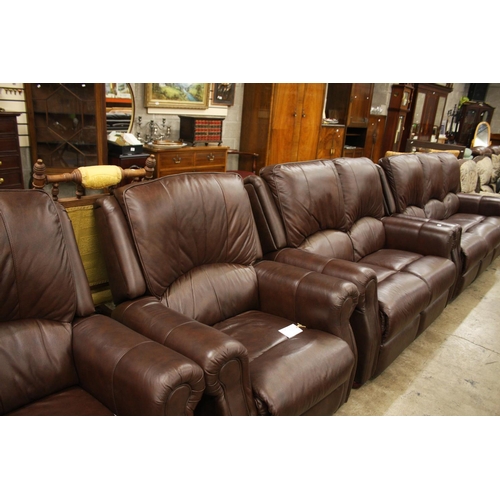 671 - BROWN LEATHER 4 PIECE SUITE