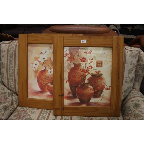 683 - 2 PINE FRAMED PICTURES