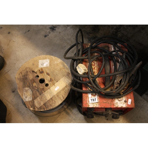 197 - WELDER PLUS REEL OF ELECTRICAL WIRE