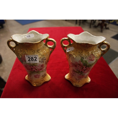 282 - PAIR OF STAFFORDSHIRE STYLE VASES