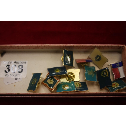 308 - BOX OF AMERICAN STATE BADGES