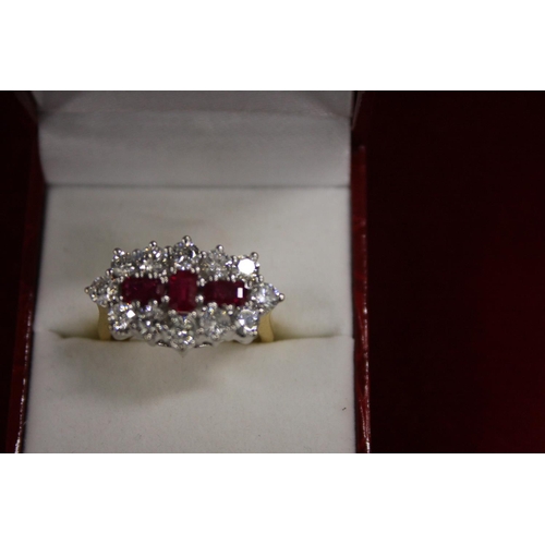 374 - 18CT GOLD RUBY & DIAMOND RING (1.93CT DIAMOND)