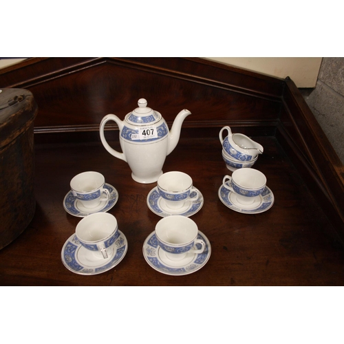 407 - PART BLUE & WHITE COFFEE SET