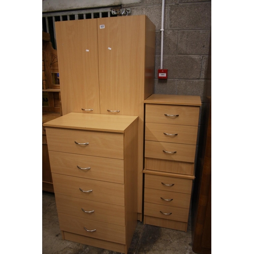 432 - BEECH BEDROOM FURNITURE X 4 PIECES