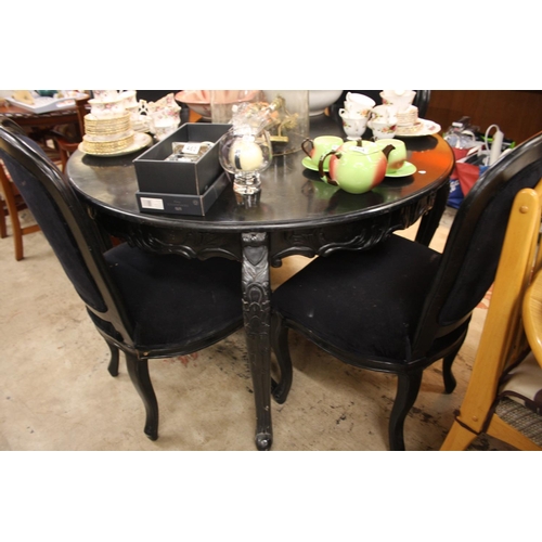 466 - BLACK CIRCULAR TABLE & 4 CHAIRS