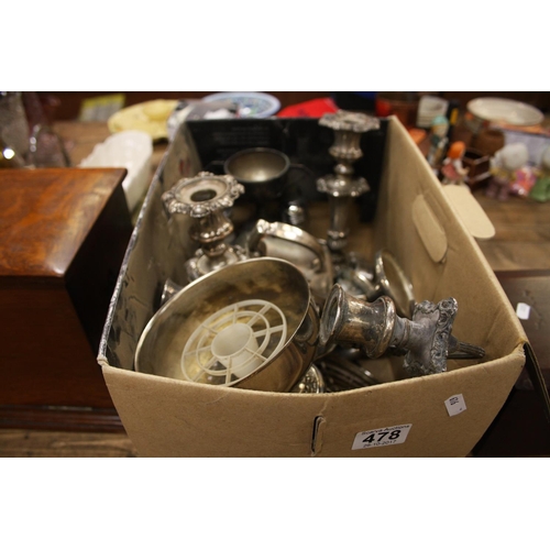 478 - BOX OF SILVER PLATE