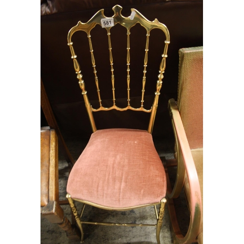 581 - BRASS BEDROOM CHAIR