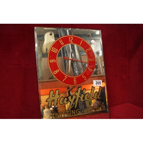 205 - HAYFIELD WOOL ADVERTISING CLOCK