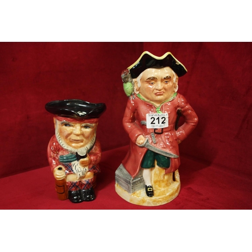 212 - STAFFORDSHIRE TOBY JUG PLUS ANOTHER