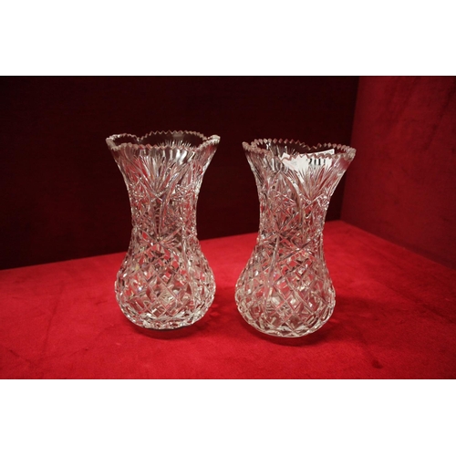 307 - PAIR OF VICTORIAN CUT CRYSTAL VASES