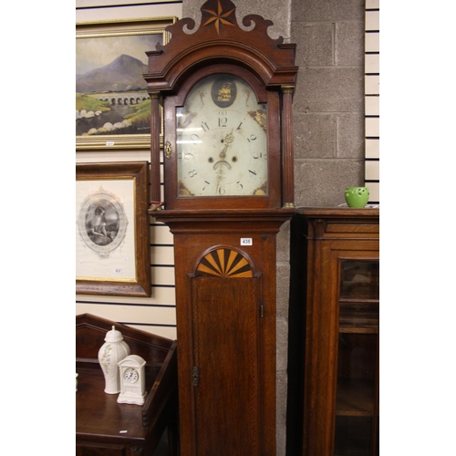 436 - INLAID OAK CASED GRANDFATHER CLOCK