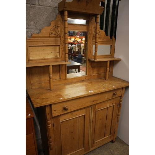 469 - PINE MIRROR BACKED SIDEBOARD