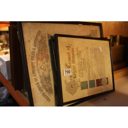 700 - SELECTION OF FRAMED CERTIFICATES