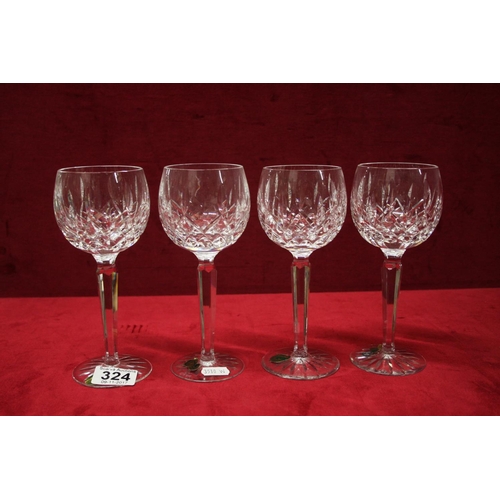 324 - SET OF 4 WATERFORD CRYSTAL WINE GLASSES