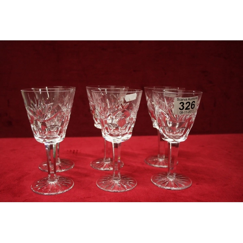 326 - SET OF 6 WATERFORD CRYSTAL WINE GLASSES