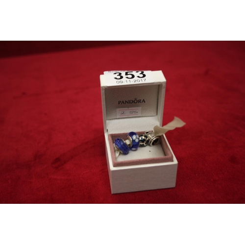 353 - 4 PANDORA SILVER CHARMS