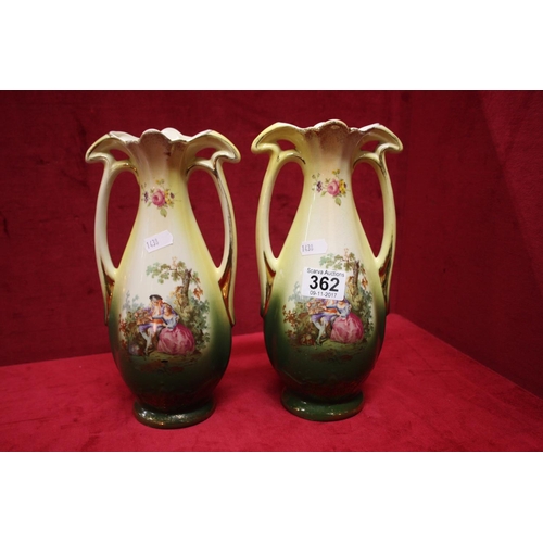 362 - PAIR OF STAFFORDSHIRE STYLE VASES