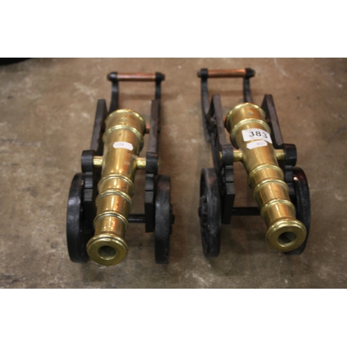 383 - PAIR OF BRASS CANONS