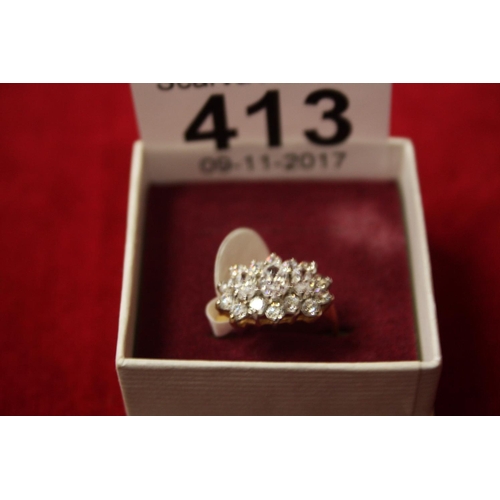 413 - 9CT GOLD CUBIC ZICONIA RING