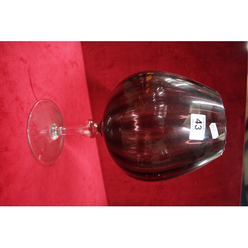 432 - COLOURED GLASS BRANDY BALLOON