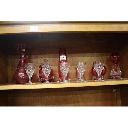 467 - SELECTION OF RUBY GLASS (SD) PLUS SHERRY GLASSES