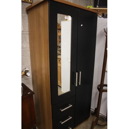 482 - BLACK 2 DOOR WARDROBE