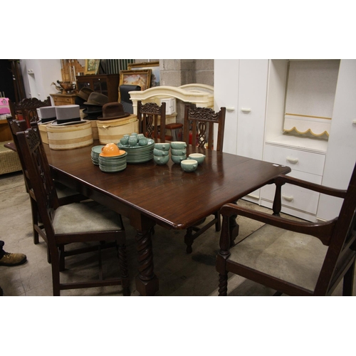 500 - BARLEY TWIST DINING TABLE & 6 CHAIRS