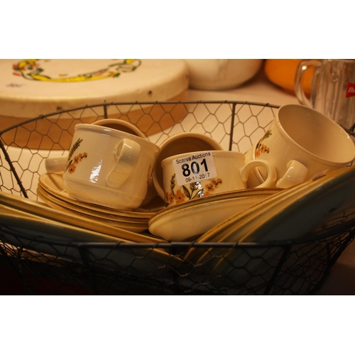 801 - BASKET OF TEAWARE