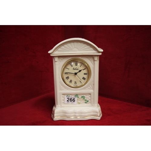 266 - BELLEEK CHINA MANTLE CLOCK