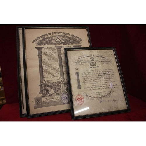 273 - 3 MASONIC CERTIFICATES PLUS ONE