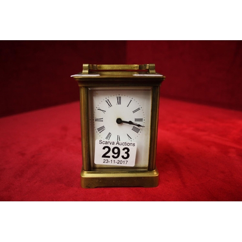 293 - FRENCH MOVEMENT BRASS CASED CARRIAGE CLOCK