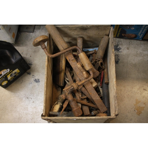 217 - BOX OF OLD TOOLS