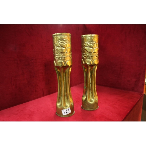 221 - PAIR OF TRENCH ART VASES