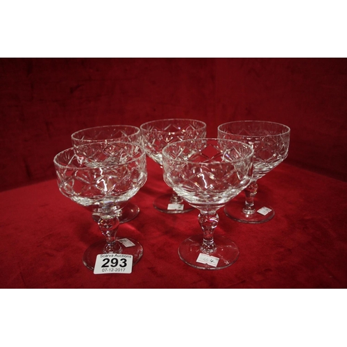 293 - SET OF 5 CRYSTAL DESSERT DISHES