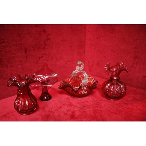 346 - RUBY GLASS X 4 PIECES