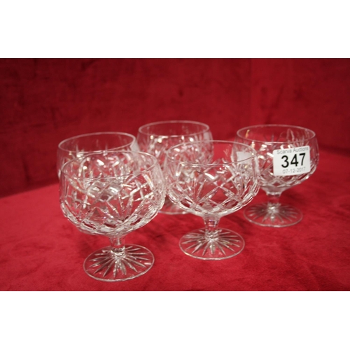 347 - 5 CRYSTAL BRANDY GLASSES