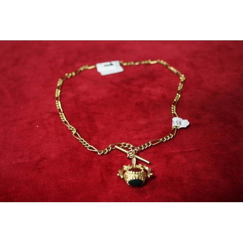 371 - 9CT GOLD CHAIN WITH FOB