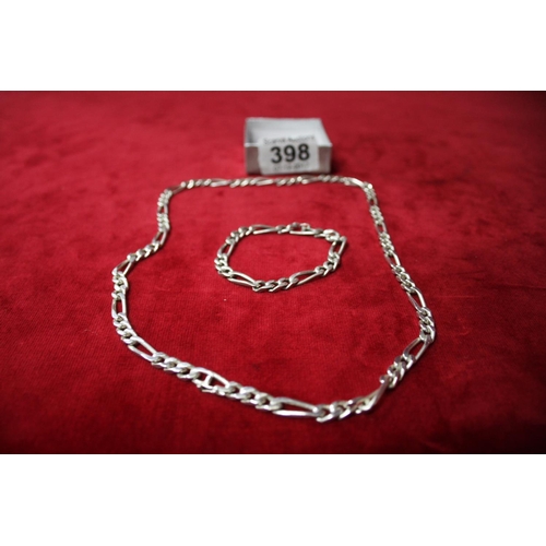 398 - SILVER NECKLACE & BRACELET