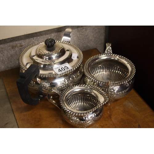 409 - SILVER PLATE TEAWARE X 3 PIECES