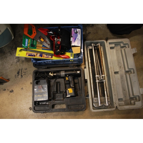 115 - TILE CUTTER PLUS 2 BOXES OF TOOLS